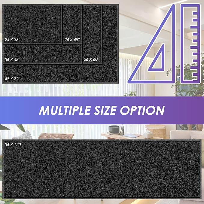 Kuyal Door Mat, 2'x3' Indoor Outdoor Entrance Mat to Trap Dirt and Moisture, Non Slip Waterproof Outdoor Mats, Commercial Floor Inside Outside Entrance, Heavy Duty Durable Welcome Mats, Black