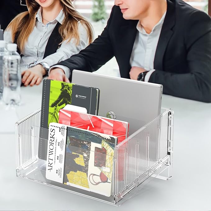 File Sorter Organizer, 5 Sections Acrylic Letter Tray for Desk, Mail Organizer Letter Holder for Envelopes, Mail, Electronics 2Pack 2PCS