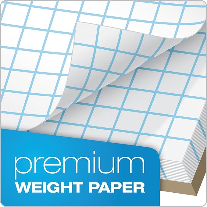 TOPS 33101 Quadrille Pads, 10 Squares/Inch, 8 1/2 x 11, White, 50 Sheets