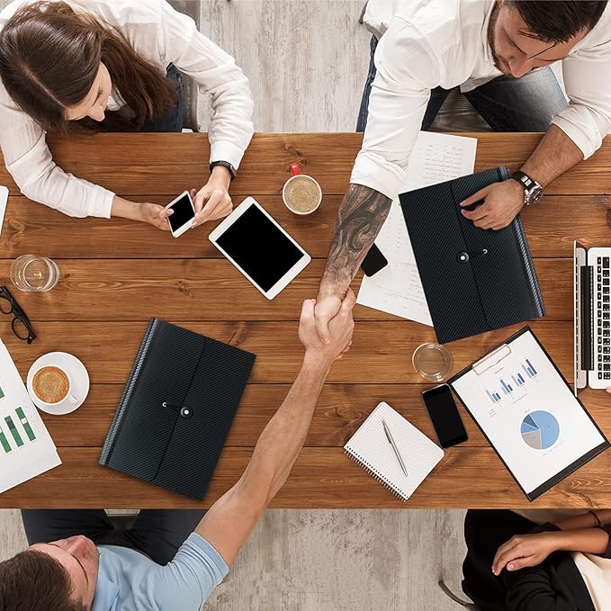 7 Pocket Expanding File Folder with Tab Inserts, Accordian File Organizer Document Receipt Organizer, Accordion Folder File Keeper A4 Letter Size, for School Home Office, Black(Pack of 2)