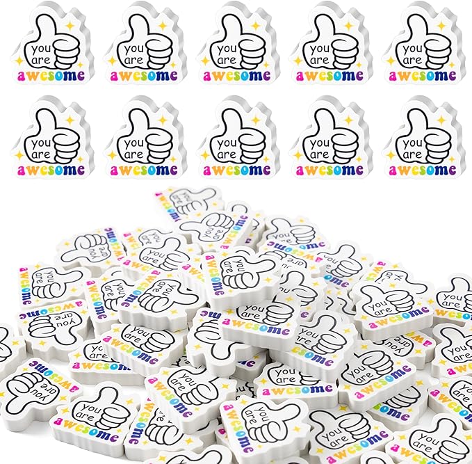 ANGOLIO 60Pcs Back to School Eraser You are Awesome Mini Inspirational Erasers Classroom Stationery for First Day of School Party Favors Student Prize Homework Rewards Gift Filling