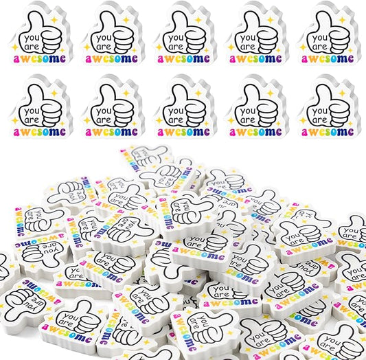 ANGOLIO 60Pcs Back to School Eraser You are Awesome Mini Inspirational Erasers Classroom Stationery for First Day of School Party Favors Student Prize Homework Rewards Gift Filling