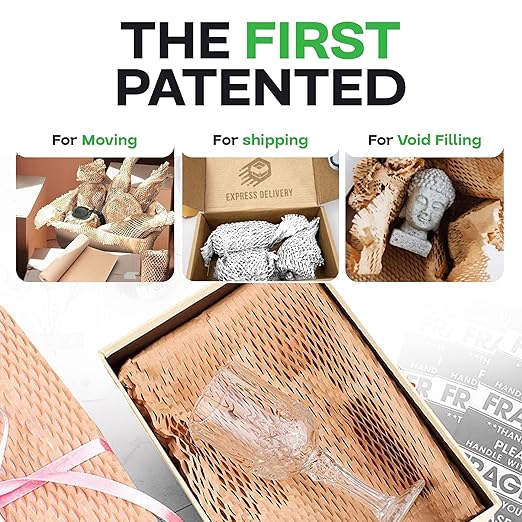 IDL Packaging 15.25" x 300' Refill Roll (Pack of 2) for MP-300W HexcelWrap Honeycomb Packing Paper Station, White - Natural Kraft Paper with Interlocking Slit Design for Shipping and Moving