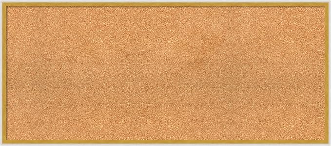Amanti Art Natural Cork Board for Wall, 19x43 Vision Board with White Frame, Oversize Corkboard Office Decor for Home Organization, Modern Corkboard Pinboard to Display Items for Home Organization in