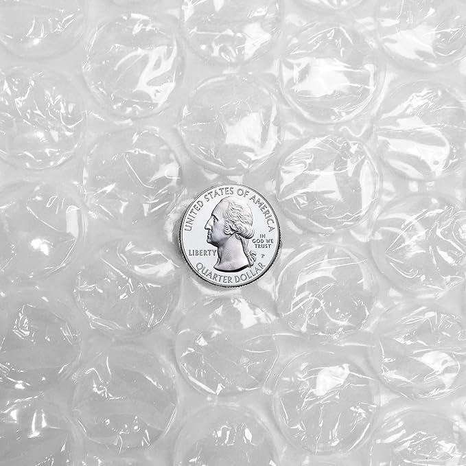 Amazon Basics Bubble Cushioning Wrap Packing Material for Fragile Items, 12-Inch x 100-Foot Long Roll, Large, Clear