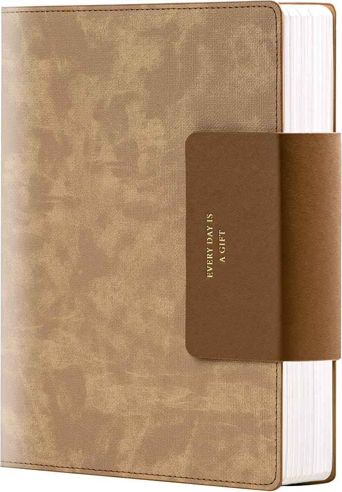 MINICAGIE Lined Leather Journals for Writing A5 Journaling Notebooks with 100 GSM Thick Paper Journal Notebook for Men & Women with Buckle Closure,Work Travel Note Taking Diary, 5.7" x 8.3", Brown