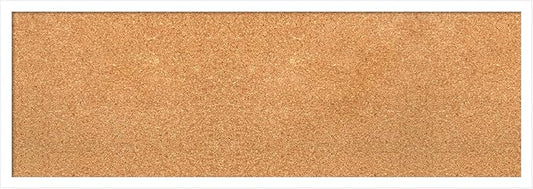 Amanti Art Natural Cork Board for Wall, 13x37 Vision Board with White Frame, Medium Corkboard Office Decor for Home Organization, Modern Corkboard Pinboard to Display Items for Home Organization in