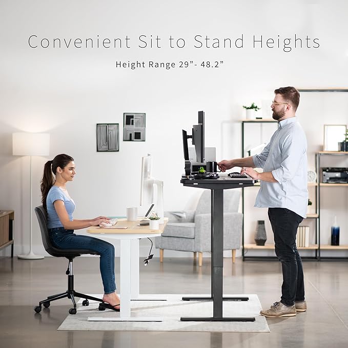 VIVO Electric Dry Erase 60 x 24 in Standing Desk, Memory Height Adjustment, 1B Series, White Marble Pattern Top, Black Frame, DESK-KIT-1B6WM
