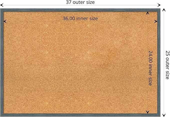 Amanti Art Natural Cork Board for Wall, 25x37 Vision Board with Blue Wood Frame, Large Corkboard Office Decor for Home Organization, Rustic Farmhouse Corkboard Pinboard to display items for home