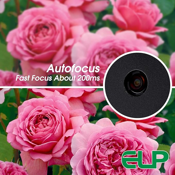 ELP 48MP Autofocus USB Camera with Metal Case for Computer Wide Angle 70degree No Distortion Lens Webcam Mini UVC USB2.0 PC Camera CCTV Video Industrial Lightburn Camera for Raspberry pi Jetson Nano