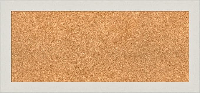 Amanti Art Natural Cork Board for Wall, 17x37 Vision Board with White Frame, Medium Corkboard Office Decor for Home Organization, Country Rustic Corkboard Pinboard to Display Items for Home