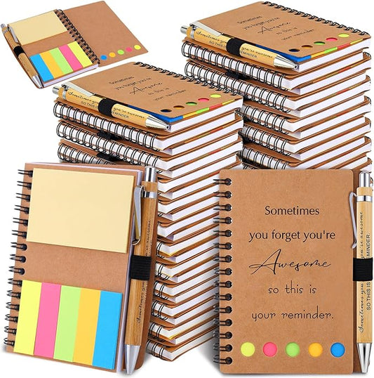 30 Sets Employee Appreciation Gifts Bulk Inspirational Spiral Notebooks with Sticky Notes Motivational Journals Ballpoint Pens Thank You Gifts for Teacher Nurse Coworker (30, Sometimes)