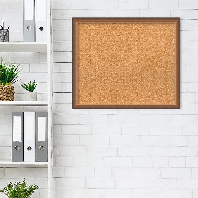 Amanti Art Natural Cork Board for Wall, 22x26 Vision Board with Bronze Frame, Medium Corkboard Office Decor for Home Organization, Modern Corkboard Pinboard to Display Items for Home Organization in