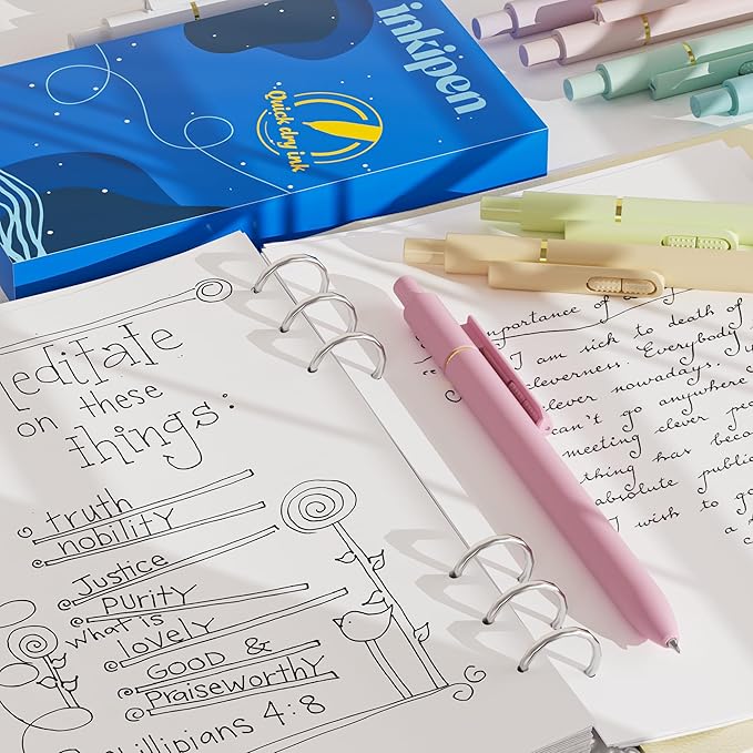 inkipen- 8 Pack Pens, Gel pens Black Ink, Fine Point(0.5mm),Quick-Drying Smooth Writing,School and Office Supplies