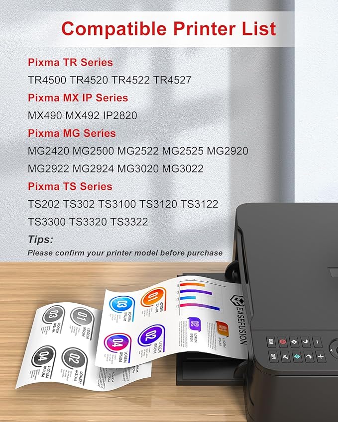 245XL 246XL Combo Pack Replacement for Canon Ink 245 246 PG-245 XL PG-245XL Black Color Ink Cartridges for Canon Pixma MX490 MX492 MG2522 TR4520 TS3322 TS202 MG2500 TS3122 TR4500 Printer