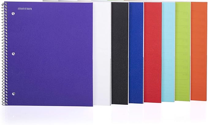 Mintra Office Durable Spiral Notebooks, 1 Subject, (Green, Wide Ruled 3 Pack), 100 Sheets, Poly Pocket, Moisture Resistant Cover, Strong Chipboard back, For School, Office, Business