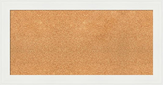 Amanti Art Natural Cork Board for Wall, 17x33 Vision Board with White Frame, Medium Corkboard Office Decor for Home Organization, Casual Corkboard Pinboard to Display Items for Home Organization in