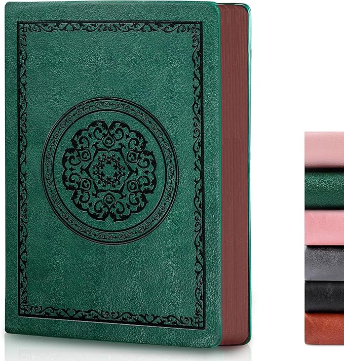 300 Pages Leather Dotted Journal Notebook,Softcover Leather Dotted Journal Notebook for Women Men,300 Pages Notebook for Travel,Business,Work,Office,School Note Taking,5.7'' X 8.3'',green