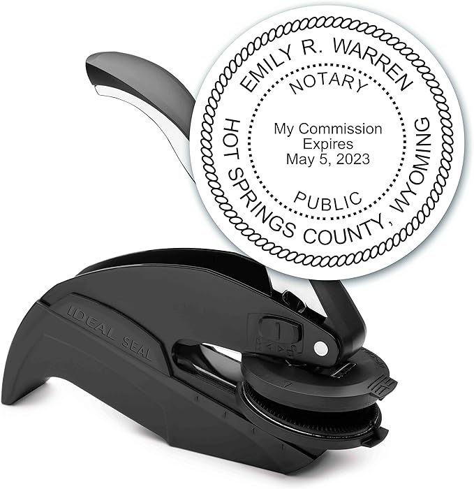 MaxMark Notary Seal Round Embosser for Wyoming State - Includes Gold Burst Seal Labels (50 Count)