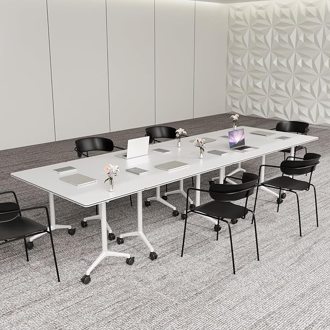 Conference Room Tables,Folding Conference Rolling Meeting Modern Training Table with Flip Top,Mobile Conference Table with Four Locking Wheels,for Meeting Room Office Classroom(2pack 55in)