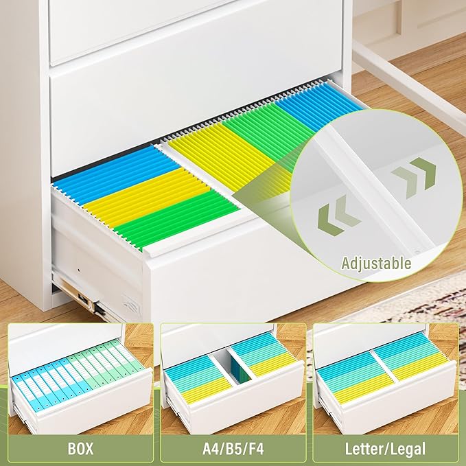 Incbruce 28" W 4 Drawer Lateral File Cabinet, Metal 4 Drawer Lateral Filing Cabinet with Lock, Steel Wide Filing Organization Storage Cabinet for Home, Office, Fit A4/F4/Letter/Legal File (White)