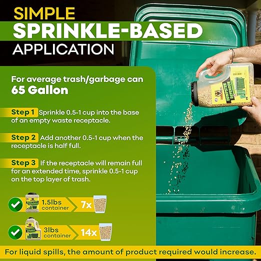 BEEST Dumpster Defender - 3lbs Outdoor Trash Can Deodorizer & Liquid Waste Absorber (Made in USA) Biodegradable Trash Can Odor Eliminator - Powerful Garbage Deodorizer for Always-Fresh Bins - 14 Cups