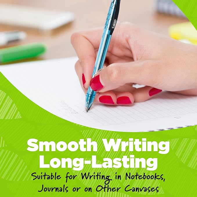 BIC Ecolutions Ocean-Bound Plastic Gel Pens, Medium Point (1.0mm), 12-Count Pack, Retractable Black Ink Pens Made from 78% Ocean-Bound Recycled Plastic Excluding Ink Cartridge