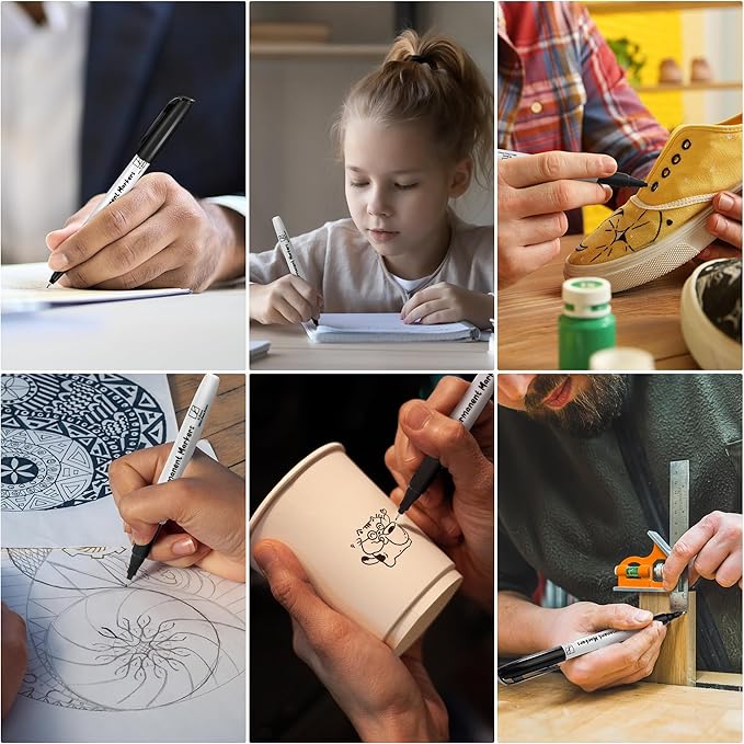 Aodaer 144 Pack Permanent Markers Black 0.5mm Ultra Fine Point Markers, Waterproof, Quick-drying, Smooth Writing Markers for Home Office School Supplies, Works on Wood, Plastic, Metal