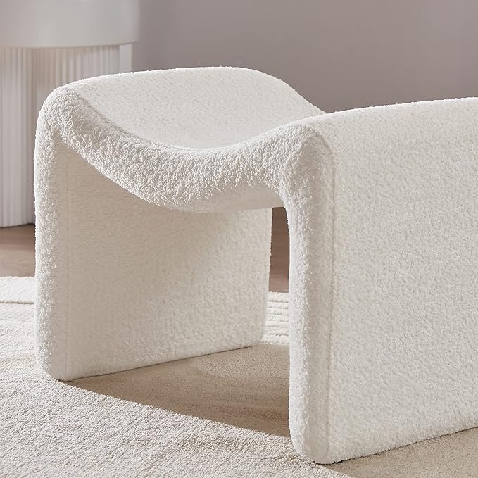 Large Footstool Ottoman, Multi-Functional Modern Foot Stool, Sofa Footrest Extra Seating for Living Room, Entryway, Hallways and Bedrooms, Large, White