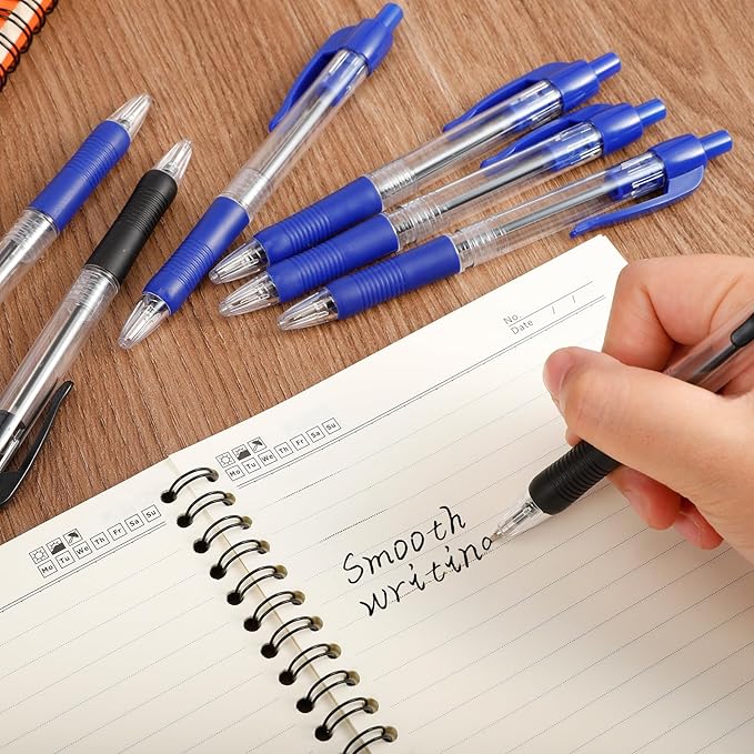 Blcculi 200 Pack Retractable Ballpoint Pens Bulk,1.0 mm Medium Point Pen,Black Gel Ink Pens,Smooth Writing Pens with Comfortable Grip for Office Supplies Journal Writing (Black Ink)