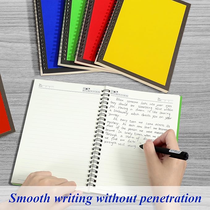 12 Pack Small Spiral Notebook A5 Lined College Ruled Spiral Journal Notebook 5.5 x 8.3 Inch Kraft Cover, 120 Pages for Work Students Office Business(Blue,Green,Yellow,Red)