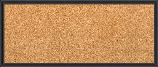 Amanti Art Natural Cork Board for Wall, 13x31 Vision Board with Black Wood Frame, Medium Corkboard Office Decor for Home Organization, Traditional Corkboard Pinboard to display items for home