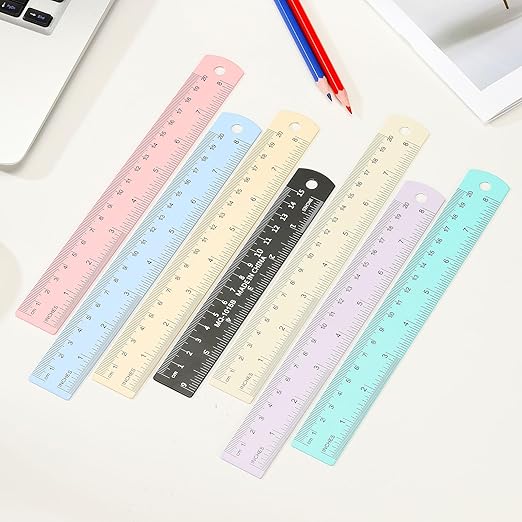 PATIKIL 15cm/6" Metal Ruler, 2 Pack Aluminum Alloy Rulers with Centimeters, Millimeters, Inches and Conversion Table Straight Edge Ruler for Writing Machinist Drafting, Black