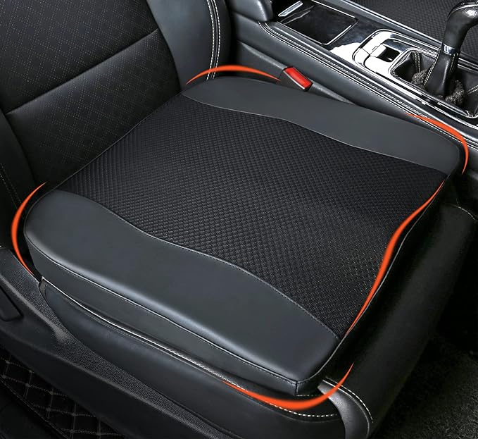 Car Seat Cushion, Comfort Memory Foam Car Cushions for Driving - Sciatica & Lower Back Pain Relief, Driver Seat Pillow for Auto, Office Chair, Wheelchair - Black