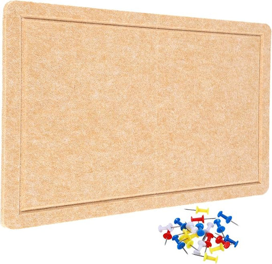 YOKIVE Felt Bulletin Board, 24 x 15.7 -Inch Foldable Decorative Pin Board Self Adhesive Felt Cork Board with 20 Pushpins, Great for Wall, Photo Display, Paste Note, Schedule(Beige Brown)
