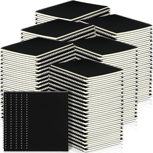 Yahenda 108 Pcs Spiral Notebook Bulk A5 Journal Lined 8.3'' x 5.5'' Writing Composition Paper Small Notepad Subject Notebook for Students Office Business Back to School Supplies (Black)
