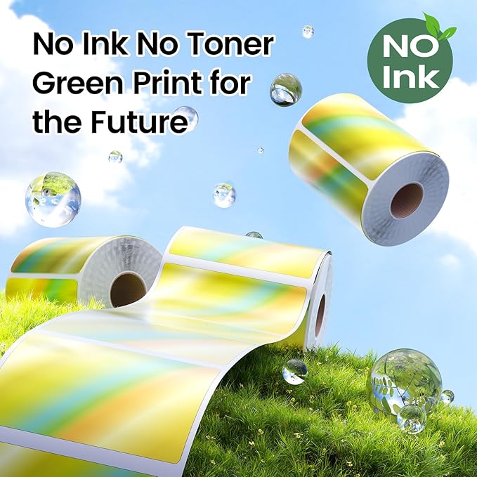 2.25x1.25 Inch Thermal Labels Gold, Holographic Sliver Barcode Thermal Labels for Thermal Printer and Small Business, Multi-Purpose Rectangle Stickers, 500 Sheets/Roll