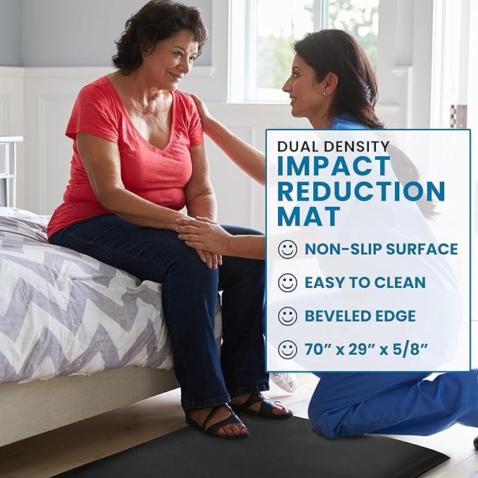 American Excelsior - Large Safety Bedside Impact Reduction Mat for Elderly and Disabled, Non-Slip with Beveled Edges