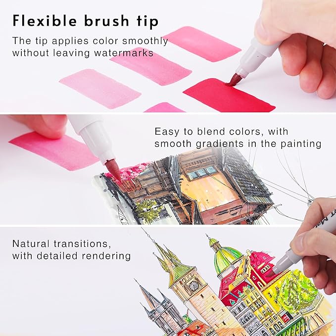 160 Colors Alcohol Markers Set - Double Tip Art Markers Alcohol Based Marker Brush&Chisel Nib Blender Art Pens Permanent Sketch Marker for Kids Adults Coloring and Artist Illustration