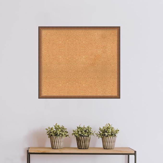 Amanti Art Natural Cork Board for Wall, 30x34 Vision Board with Bronze Frame, Large Corkboard Office Decor for Home Organization, Modern Corkboard Pinboard to Display Items for Home Organization in