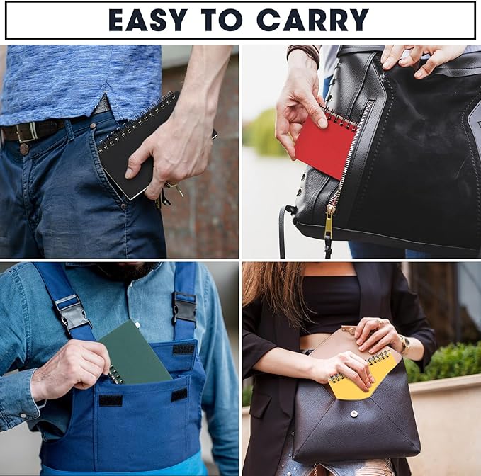 Jutom 54 Pcs Spiral Memo Pads 5 x 3'' Small Pocket Spiral Journal Notepad Ruled Notebook Sketchbook Kraft Cover Notebooks, 120 Pages for Note Taking Business Office School (Multi Color)