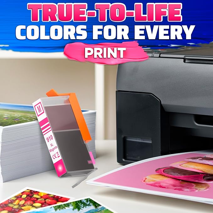 910XL Printer Ink Cartridges 4 Pcs – Includes 910XL Black & Color Ink – Compatible with HP 8020, 8025, 8028, 8030, 8035, 8010, 8015, 8018, 8022 – Quality Prints – Easy Installation