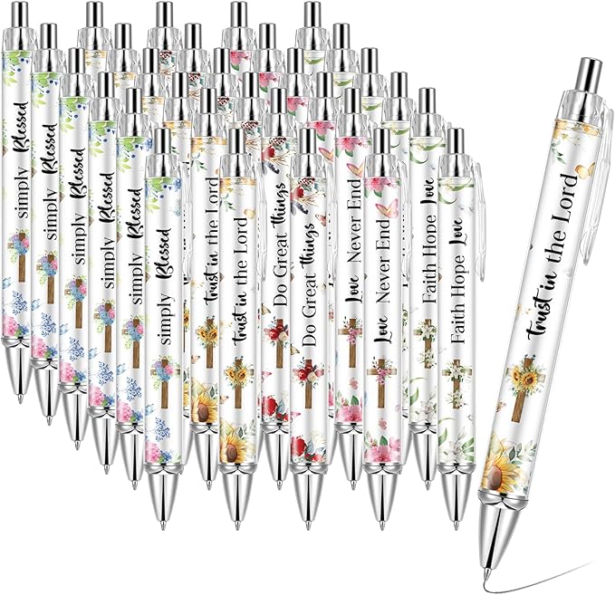 30 PCS Bible Verse Pens, Christian Pen Set, Christian Ballpoint Pens for School Office Church Supplies