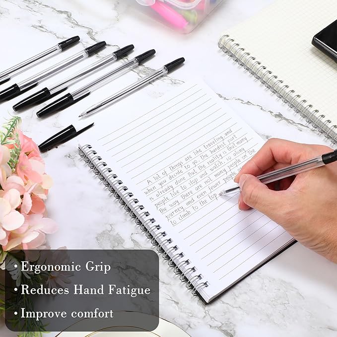 200 Pieces Ballpoint Pens Bulk Black Ink, 1.0mm Medium Point, Bullet Tip Smooth Writing Pens for Office, Business, Server, School Supplies