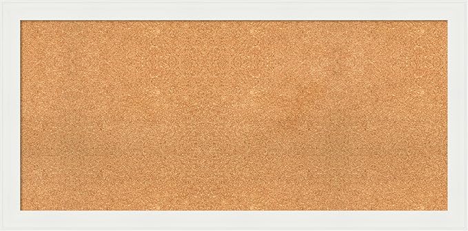 Amanti Art Natural Cork Board for Wall, 23x47 Vision Board with White Frame, Oversize Corkboard Office Decor for Home Organization, Casual Corkboard Pinboard to Display Items for Home Organization in