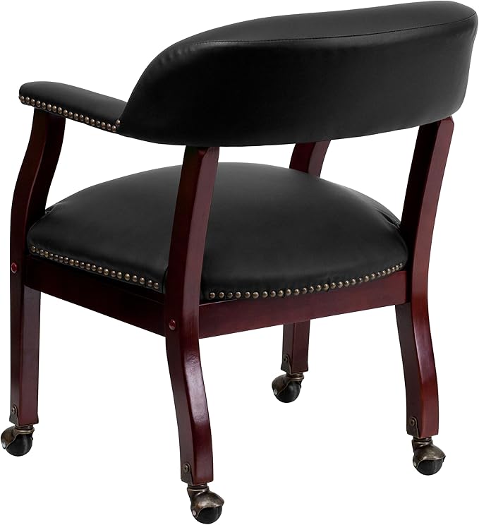 EMMA + OLIVER Black LeatherSoft Conference Chair with Casters