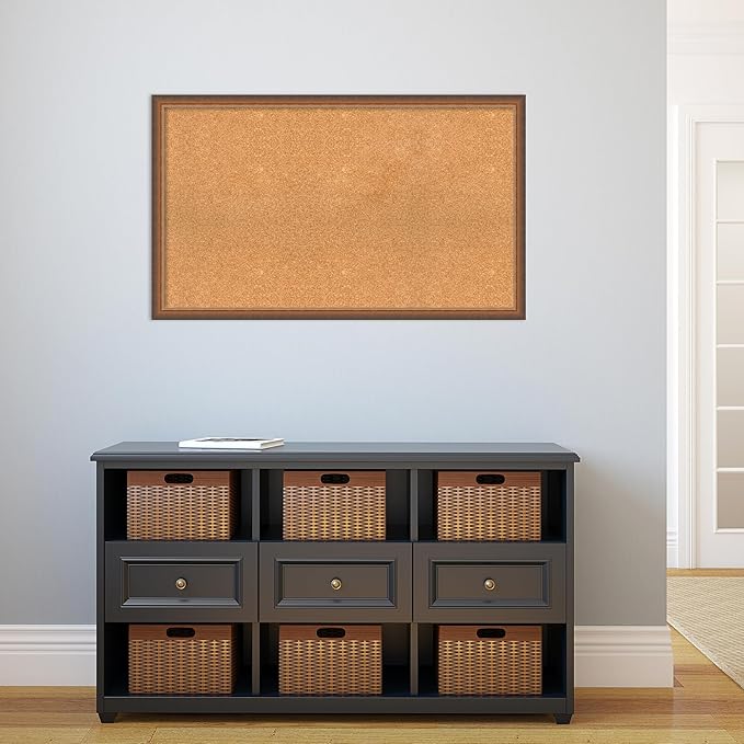 Amanti Art Natural Cork Board for Wall, 24x40 Vision Board with Bronze Frame, Large Corkboard Office Decor for Home Organization, Modern Corkboard Pinboard to Display Items for Home Organization in
