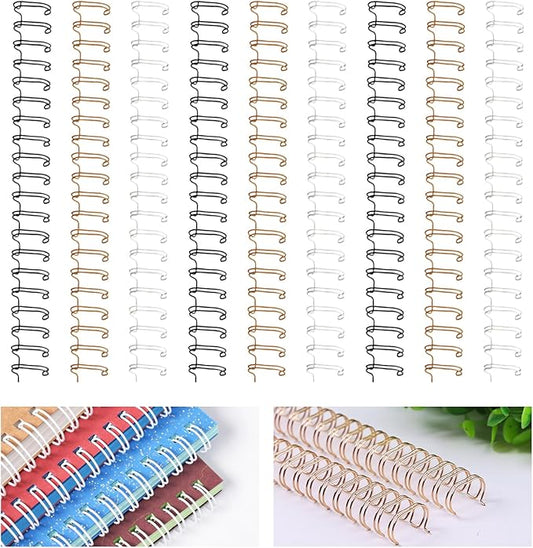 30Pcs Metal Double Loop Binding Wires Double Spiral Binding Ring Coil, 9/16" 23 Holes, 2:1 Pitch Cinch Binding Machine Wire for Teacher Student Document Notebook File Making (Classic Color)