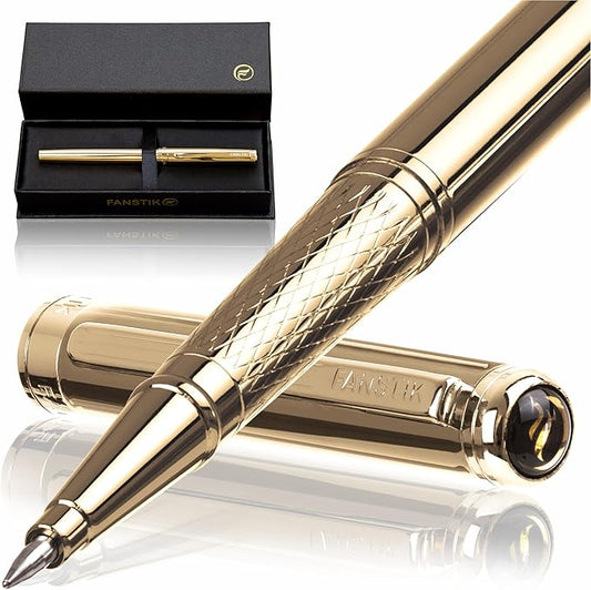 Gold Luxury Rollerball pen (Made In USA) fancy gift set for women, Real 24K Gold Plating, Professional executive pen gift set for men (Lux Rollerball Gld)