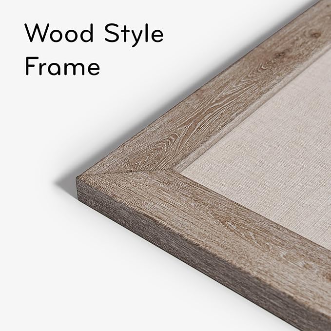 U Brands Linen Bulletin Board, 47"x35", Rustic Wood Style Frame, Industrial Grade Pinning Surface